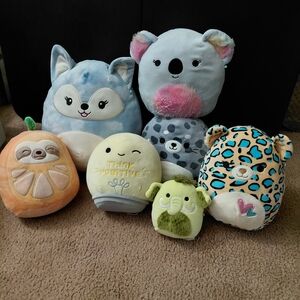 Squismallow Plush Animal Toy Set - Blue, Pink, Orange, Green 7pc